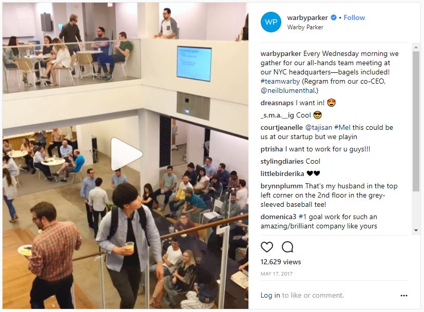 Staff at Warby Parker working timelapse video