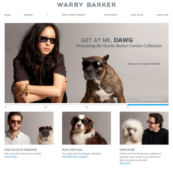 Warby Parker website screenshot