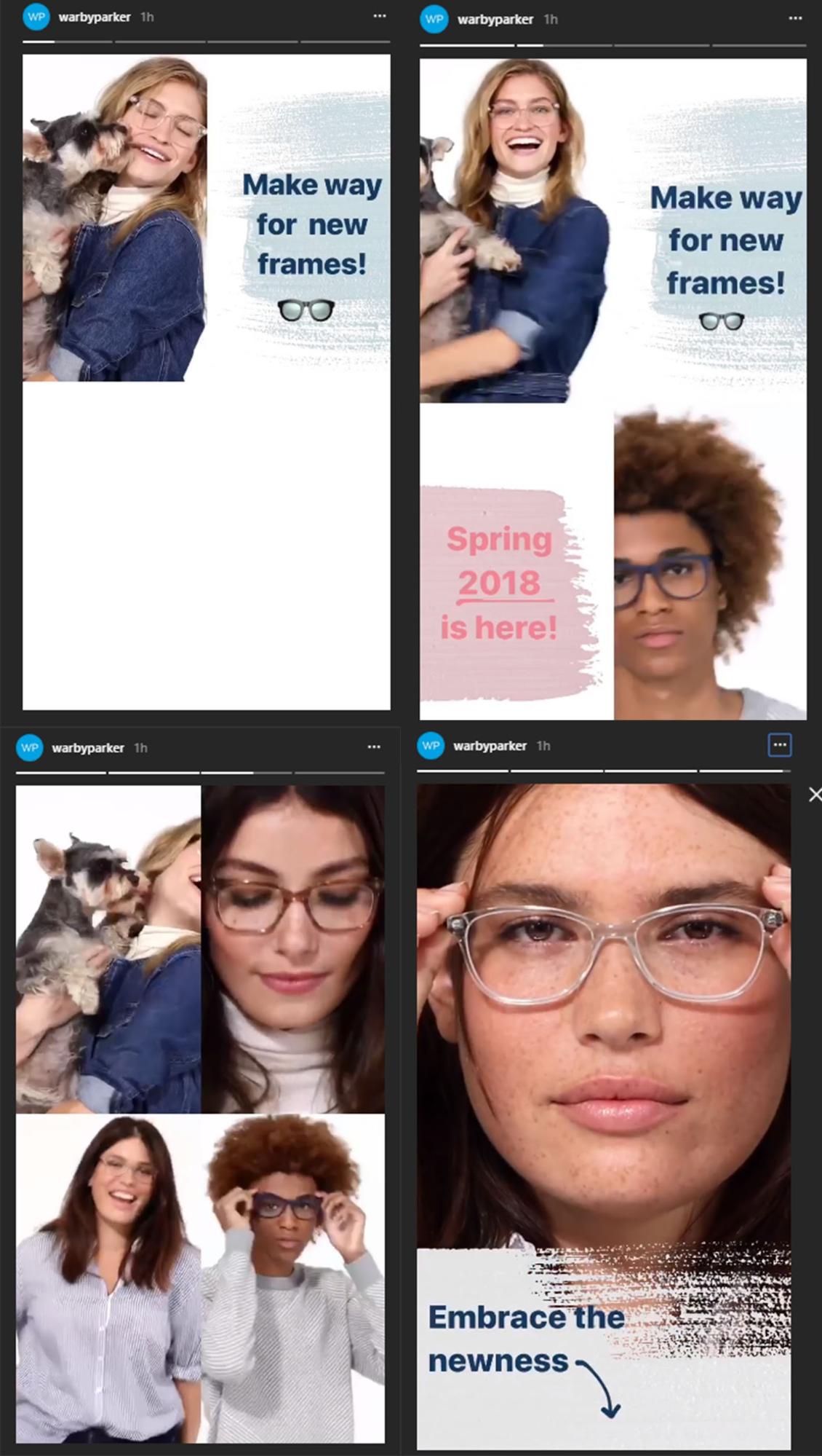 Warby Parker screenshot of videos