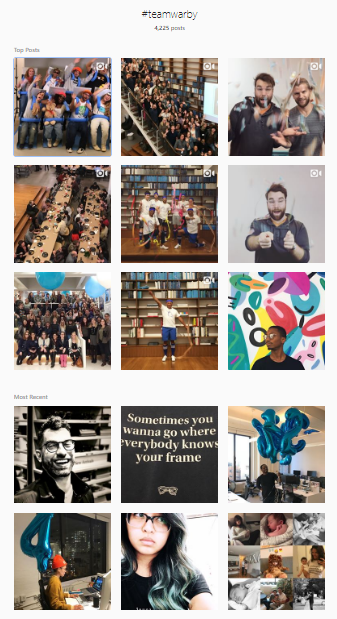 Warby Parker Instagram feed by employees