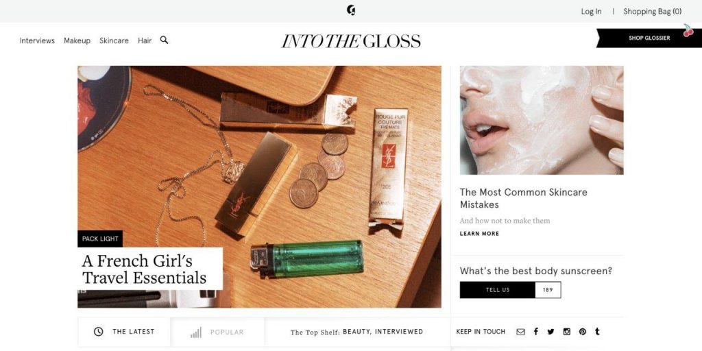 Screenshot of Into the Gloss Blog