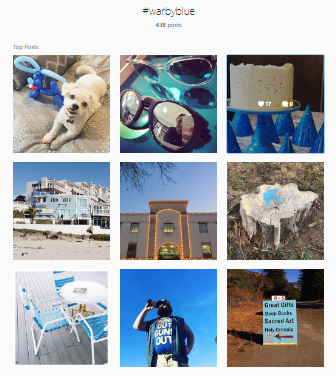 Warby Parker Instagram feed featuring their color scheme