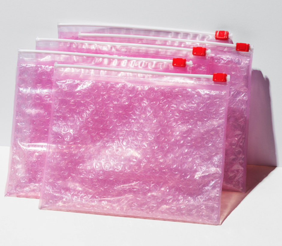 Glossier's bubble wrap cosmetic bags