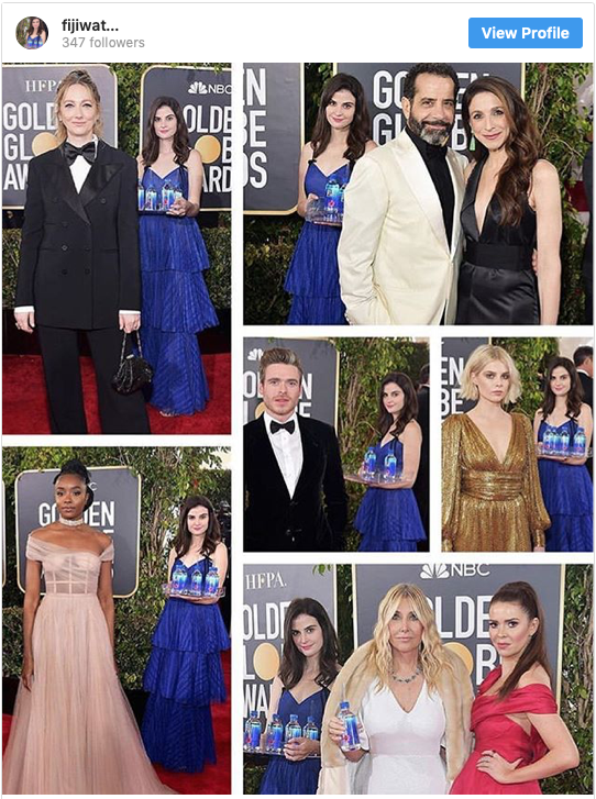 Fiji Water Girl Photobombing at Golden Globes