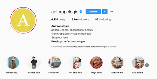 Anthropologie Instagram Highlight Covers