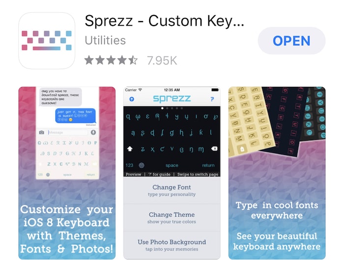 Sprezz Custom Keyboard for Instagram Fonts