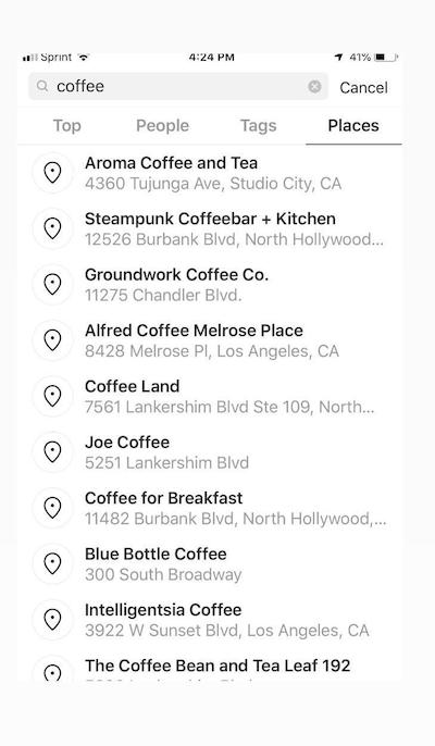 Instagram Keywords Generate Lists of Locations for Businesses