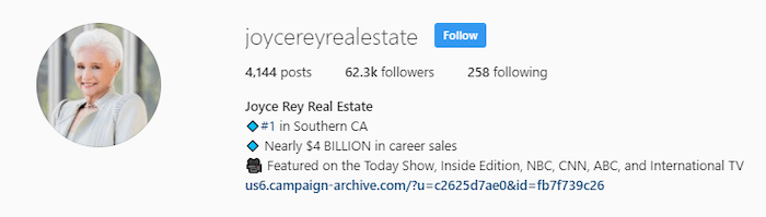 Joy Rey Real Estate Instagram Profile