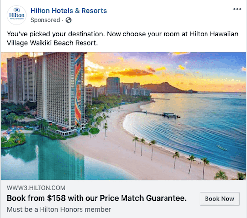 CTA Facebook Ads Book Now Option Example