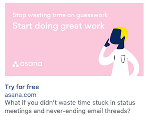 Asana CTA Facebook Ad Example