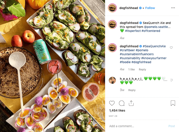 dogfish head food and beer instagram post